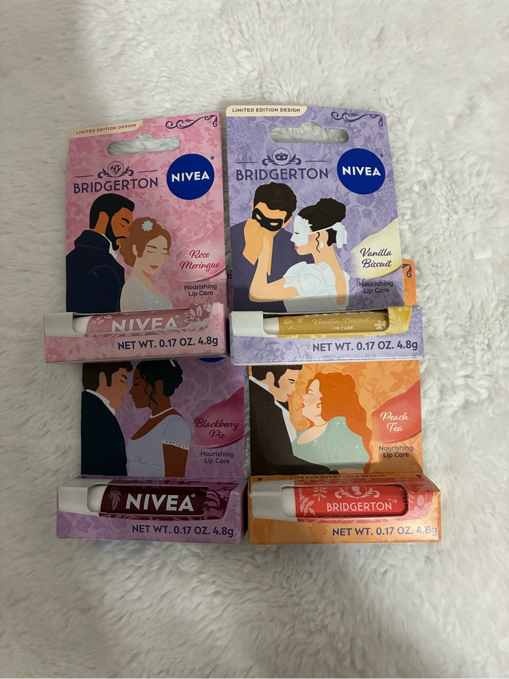 4 Limited Edition Bridgerton Nivea Tinted Nourishing Lip Balm